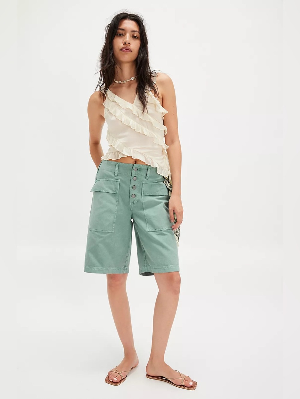 NWT FREE PEOPLE The Great Outdoors Shorts | Blue Green MSRP $128 Size L